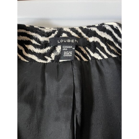 Louben Moto Zebra Print Wool Blend Womens Jacket Size 10  Asymmetric Zipper - Picture 5 of 16